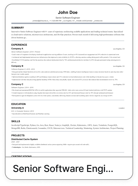 Senior Software Engineer template